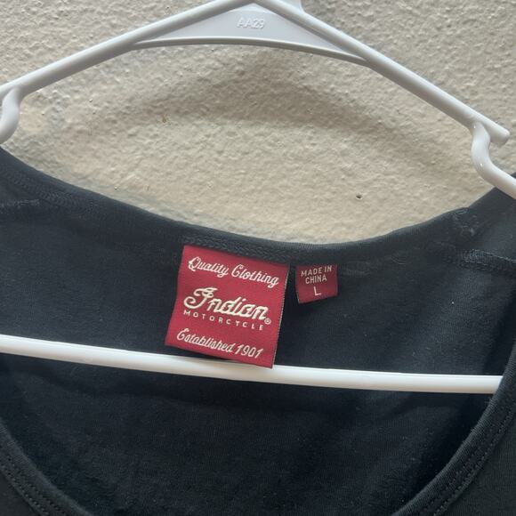 Indian Motorcycle tee shirt Women's SZ L Biker Studded Short Sleeve Scoop Neck - Picture 2 of 6